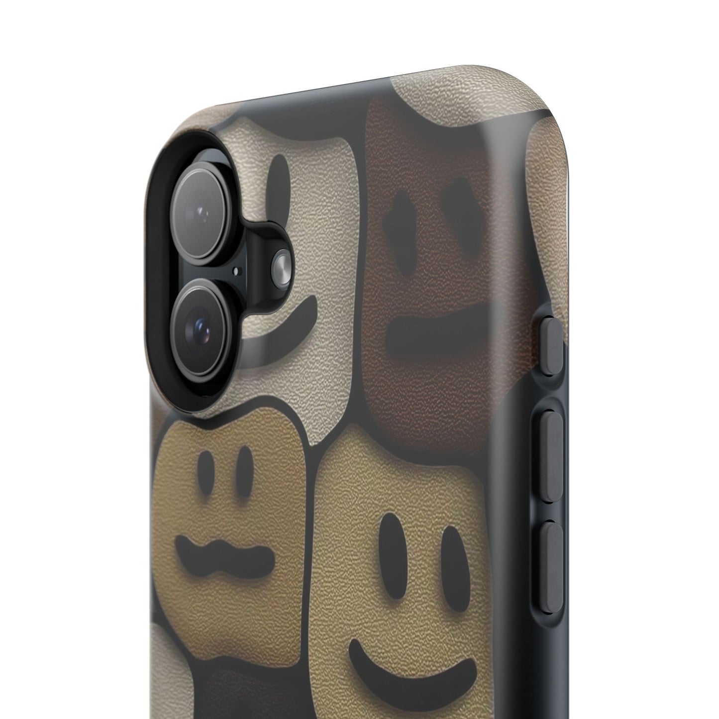 Magnetic Impact-Resistant Case — Brown Smiley Tile Phone Cover