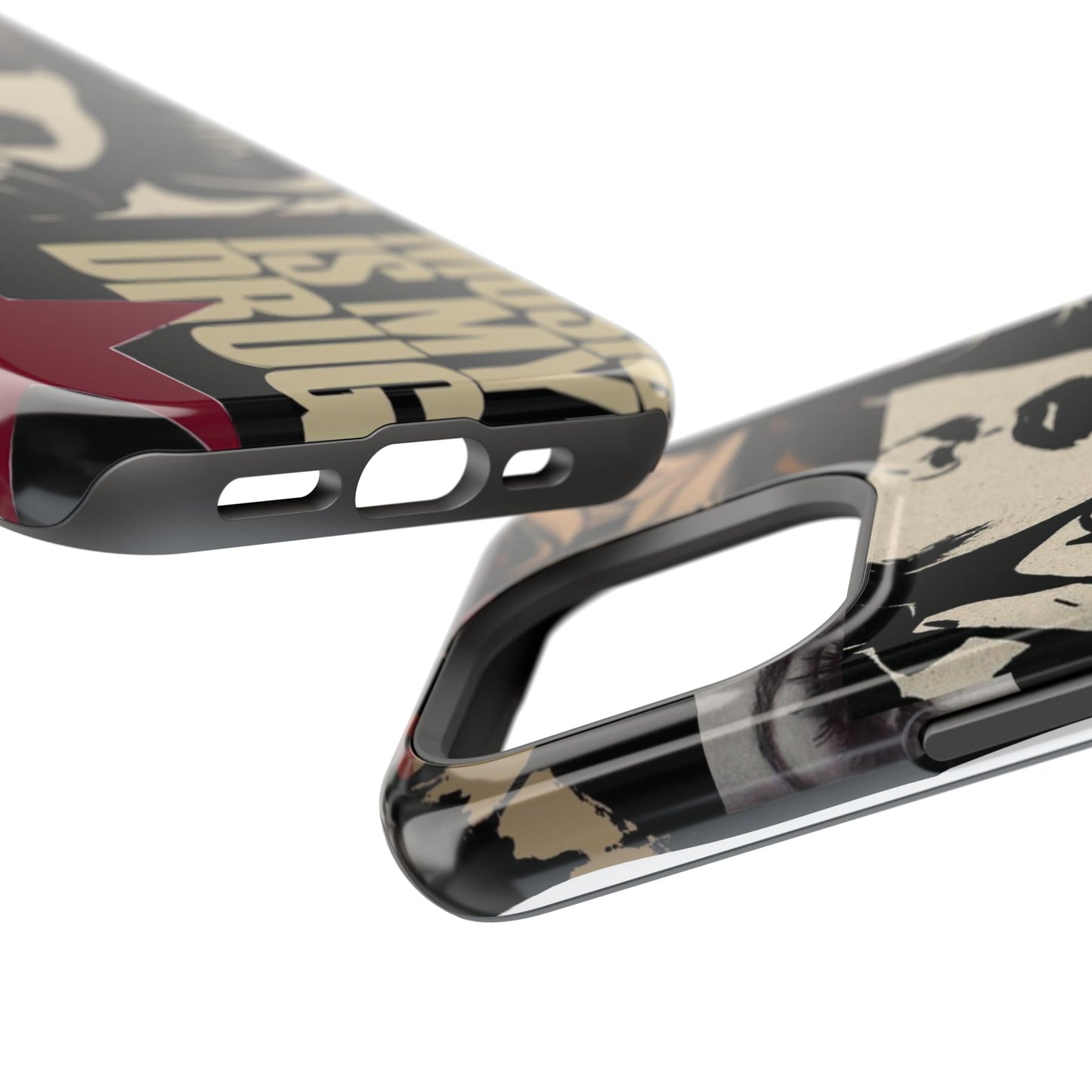 Magnetic Impact Phone Case — Retro Pop Art "Music Is My Drug" Design