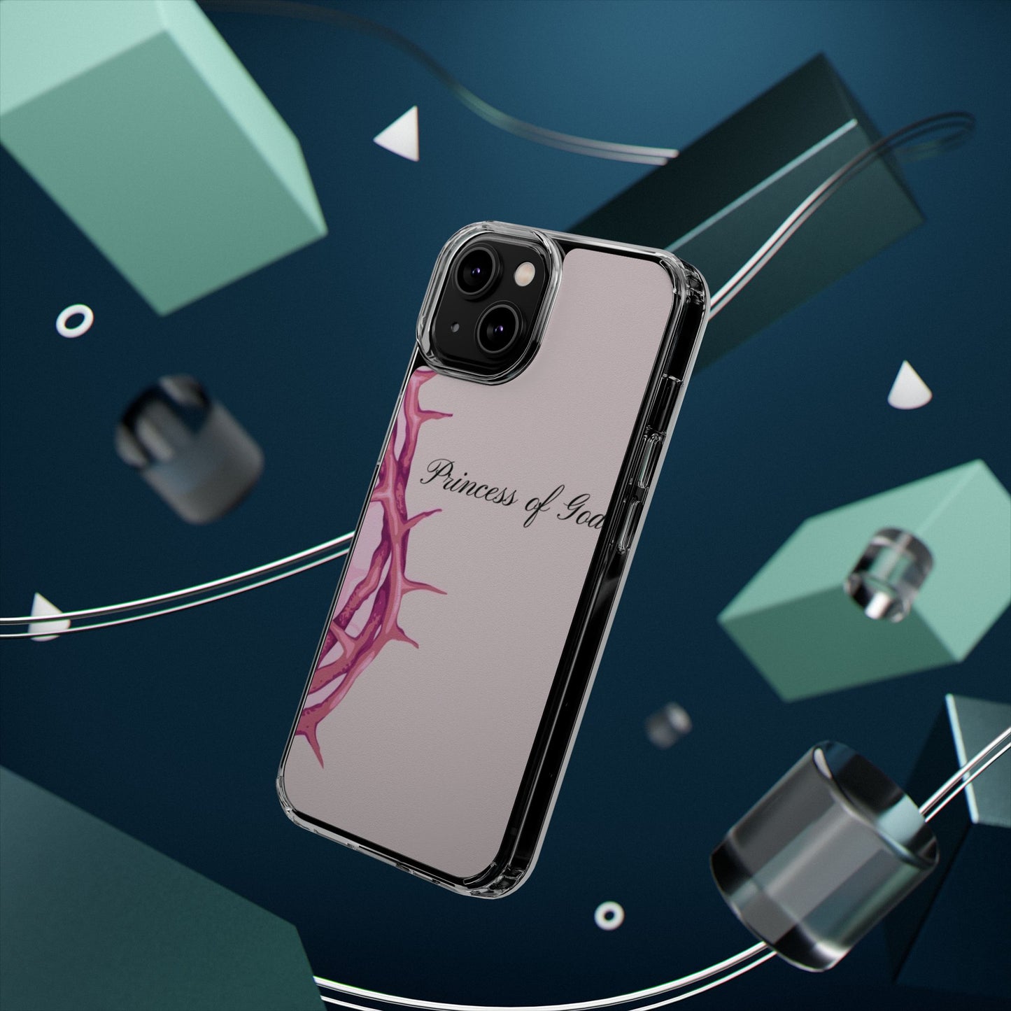 Phone Case — "Princess of God" Pink Crown of Thorns Clear Impact-Resistant Case