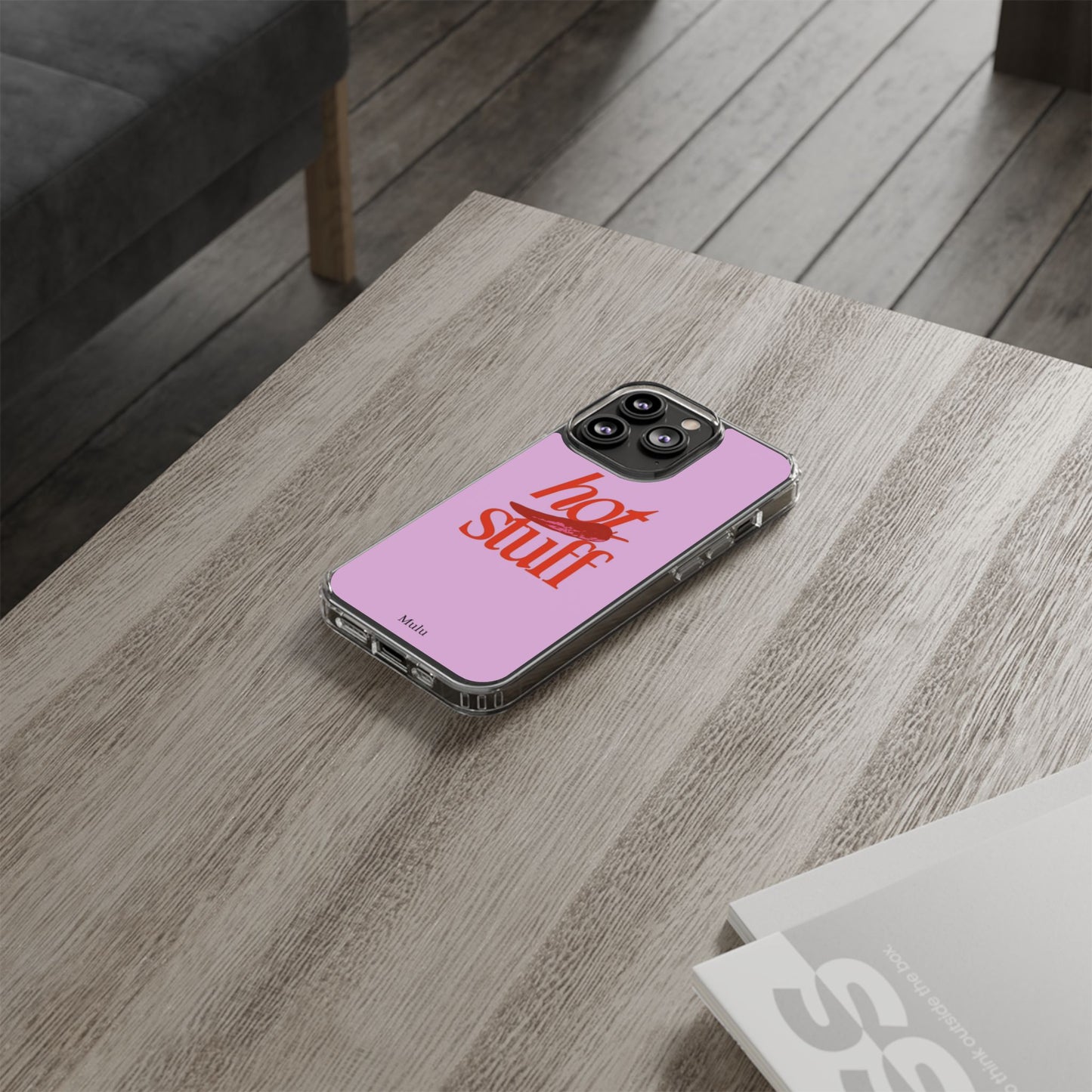 Hot Stuff Clear Impact Phone Case — Pink Retro Typography iPhone Cover