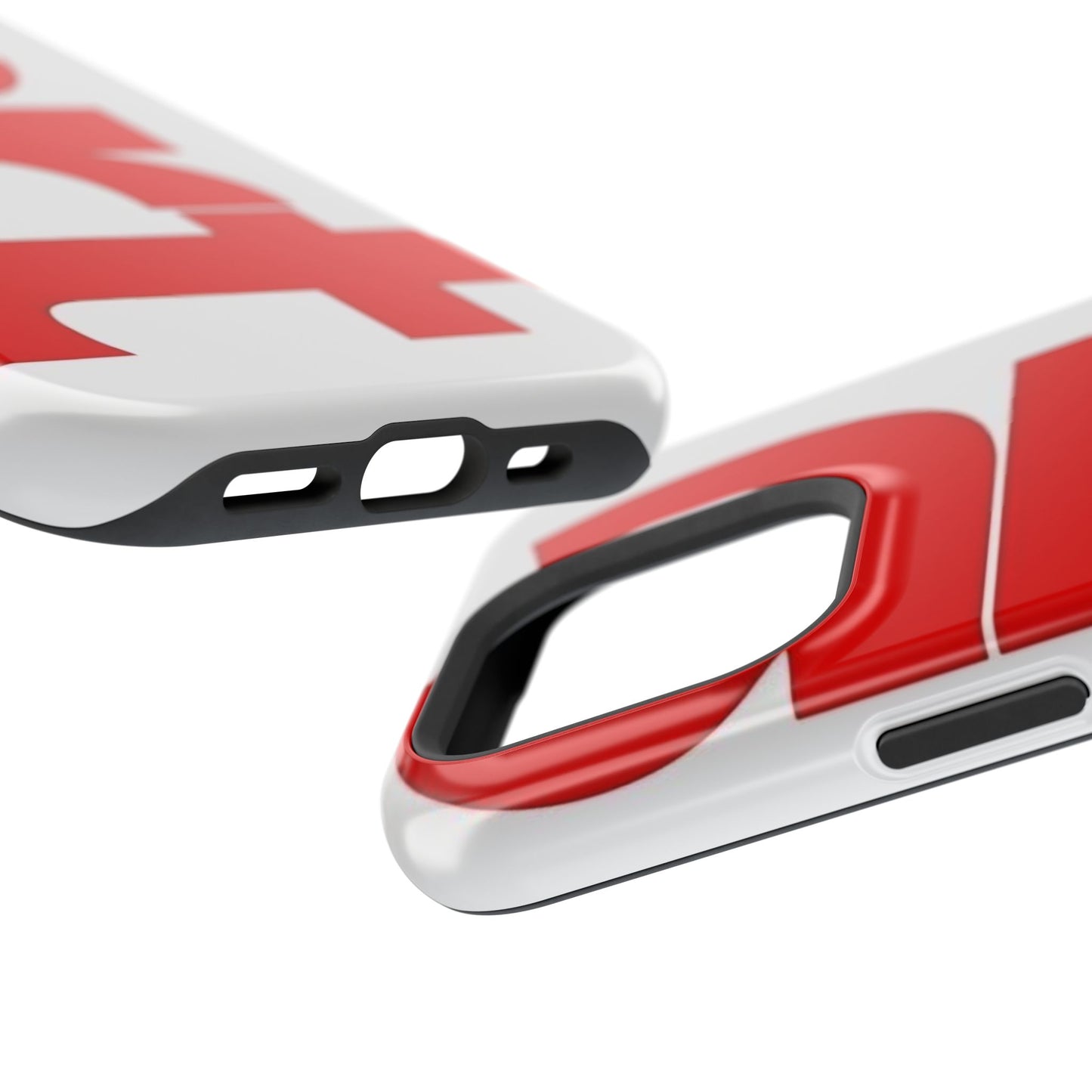 Magnetic Impact-Resistant Phone Case — Bold Red Typographic Design