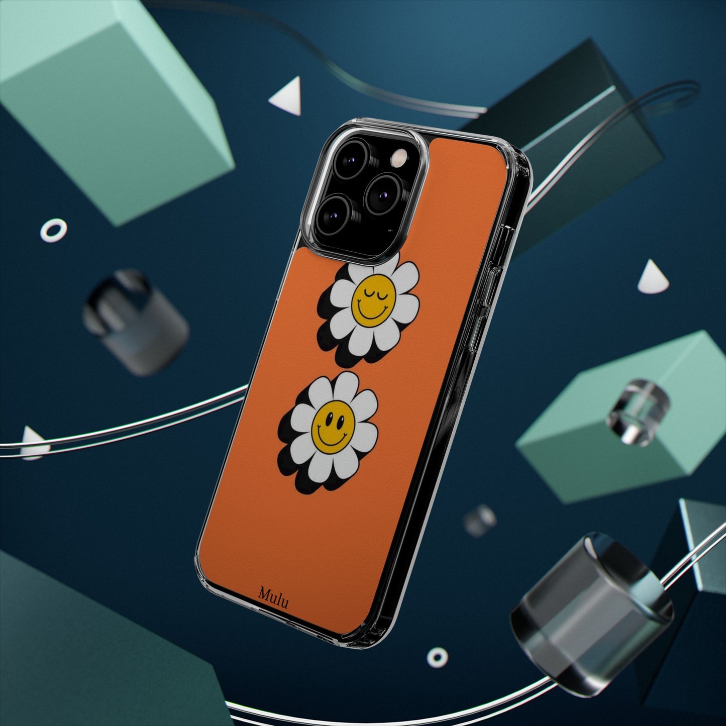 Phone Case — Orange Smiley Daisy Clear Impact‑Resistant Case