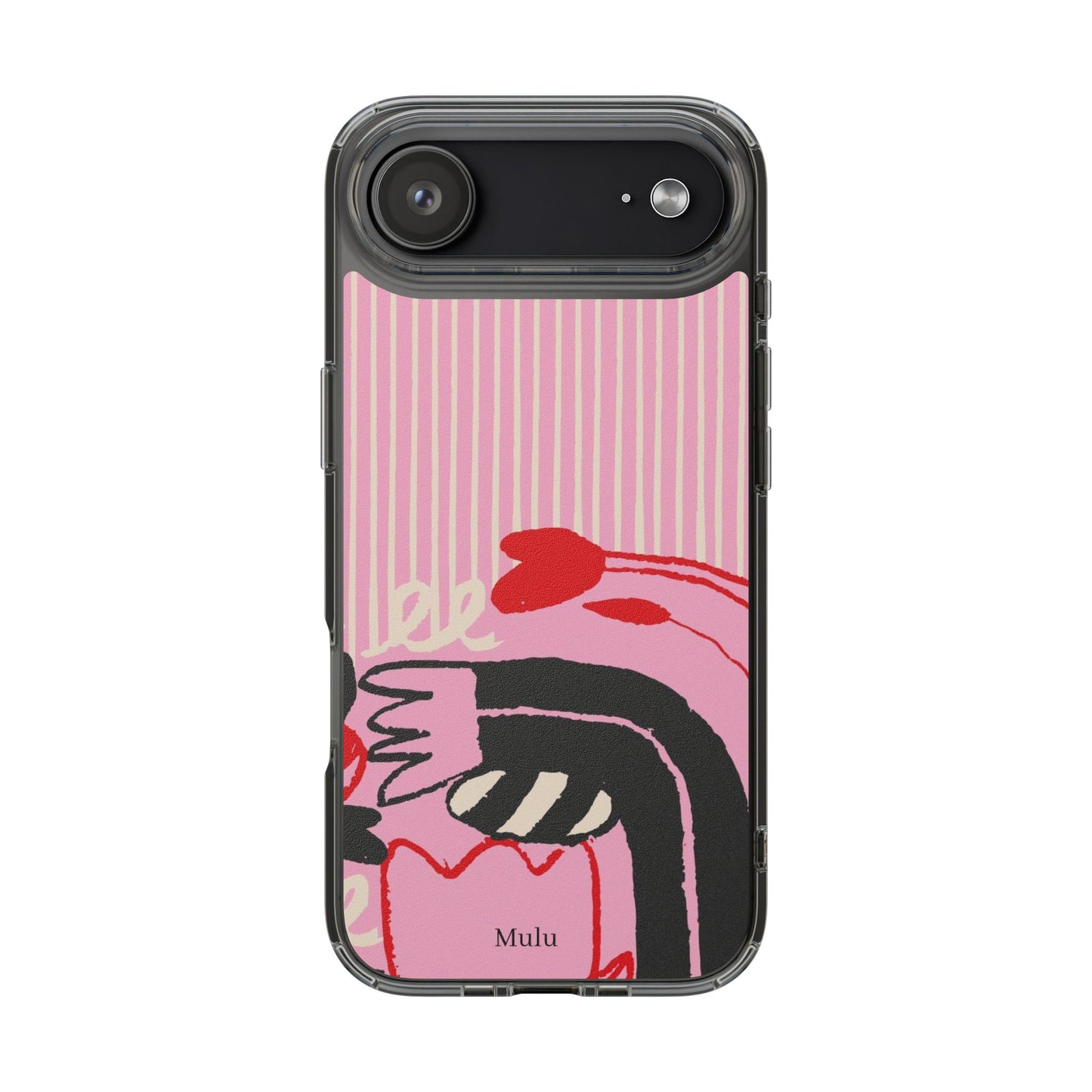 Clear Impact-Resistant Case — Pink Cute Heart Cartoon Design