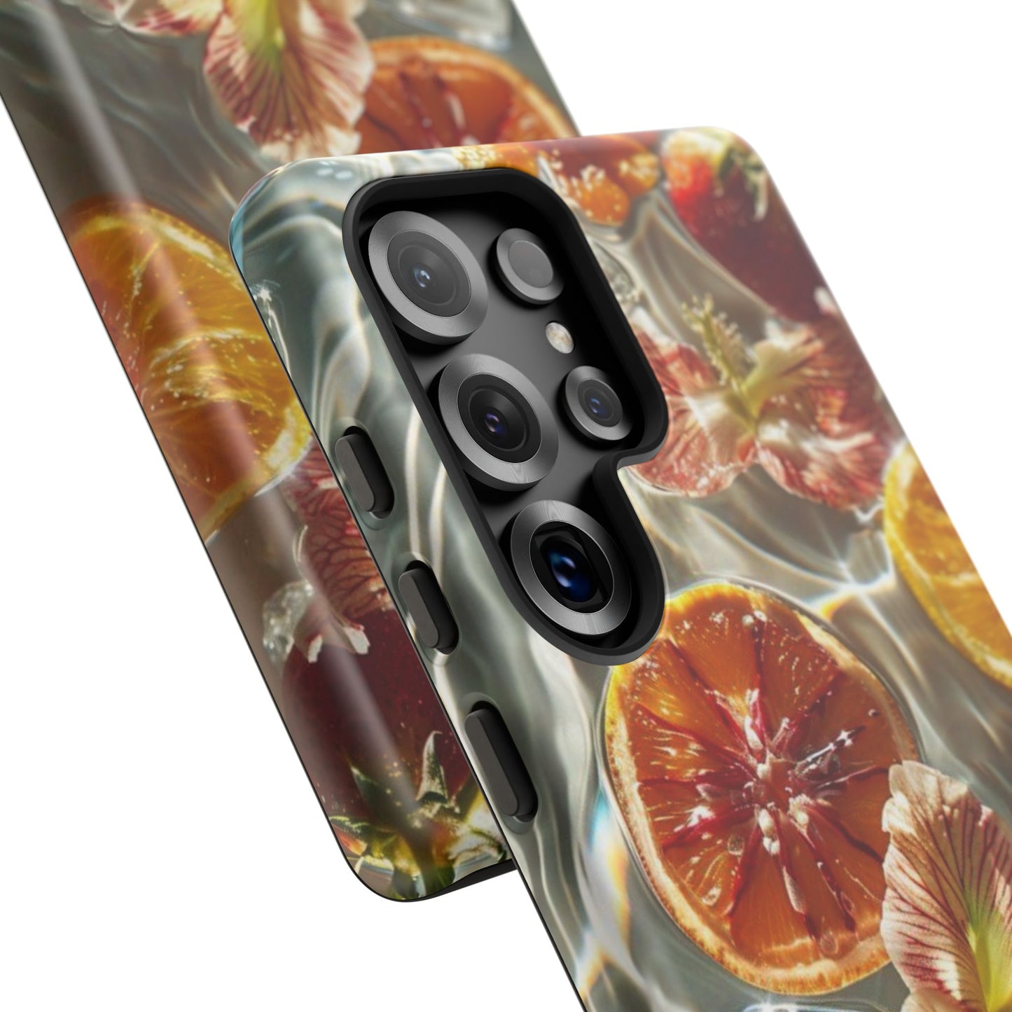Citrus & Hibiscus Protective Phone Case – Summer Fruit Water Print Tough Case