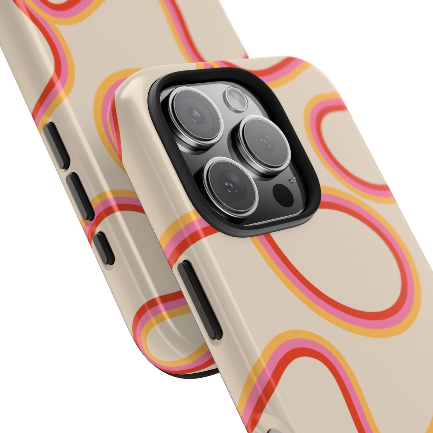 Retro Swirl Tough Phone Case — Beige Pink Orange Abstract Protection