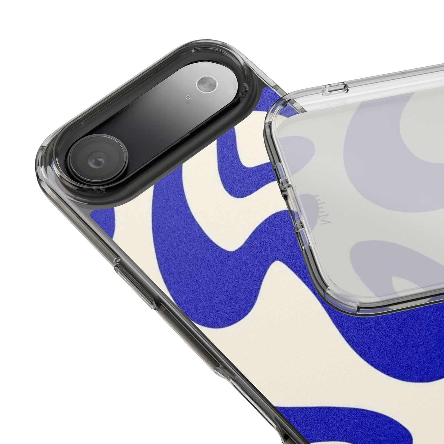 Clear Impact-Resistant Case — Blue Abstract Wavy Pattern