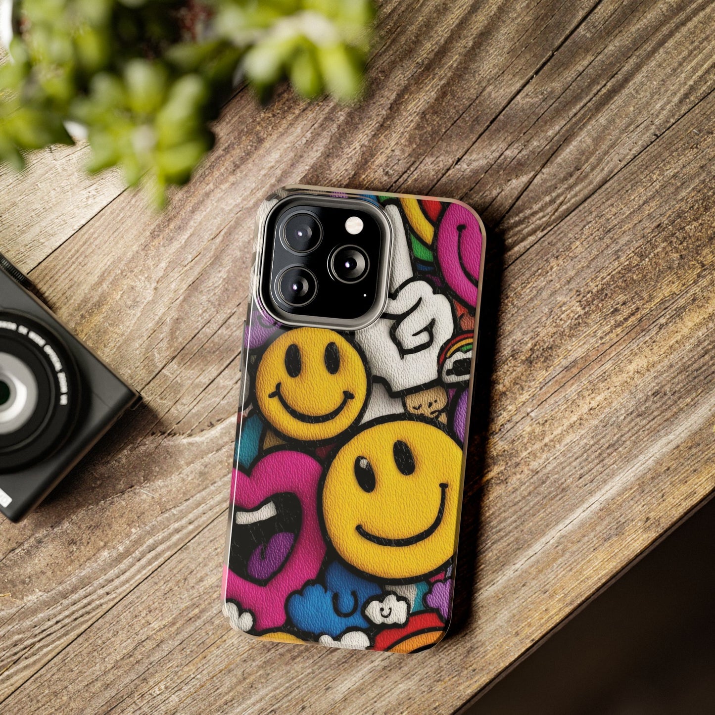Smiley Graffiti Tough Phone Case – Colorful Urban Art Protection