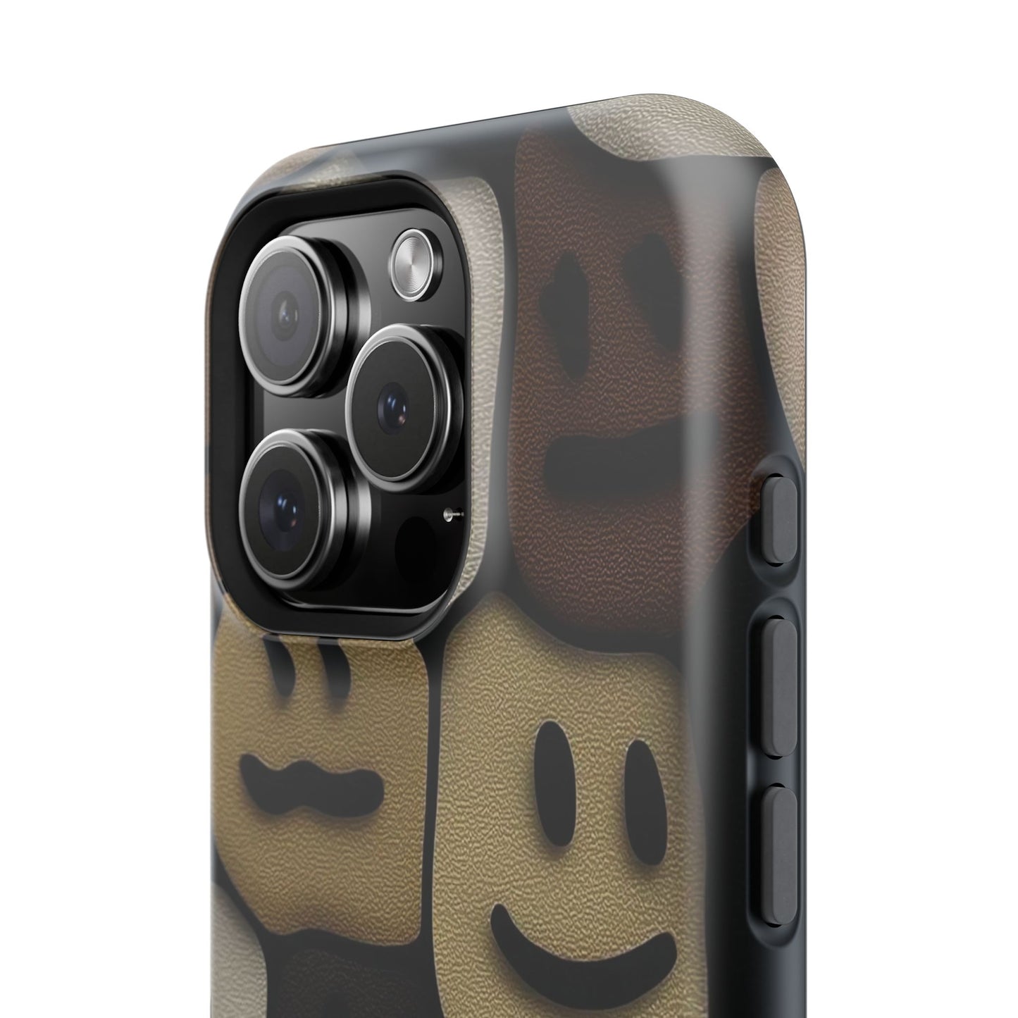 Magnetic Impact-Resistant Case — Brown Smiley Tile Phone Cover