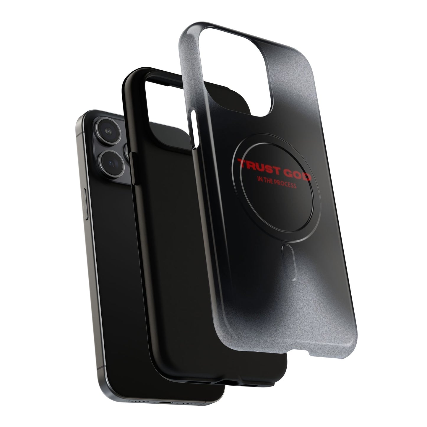 MagSafe Phone Case — "Trust God in the Process" Black Magnetic Tough Case