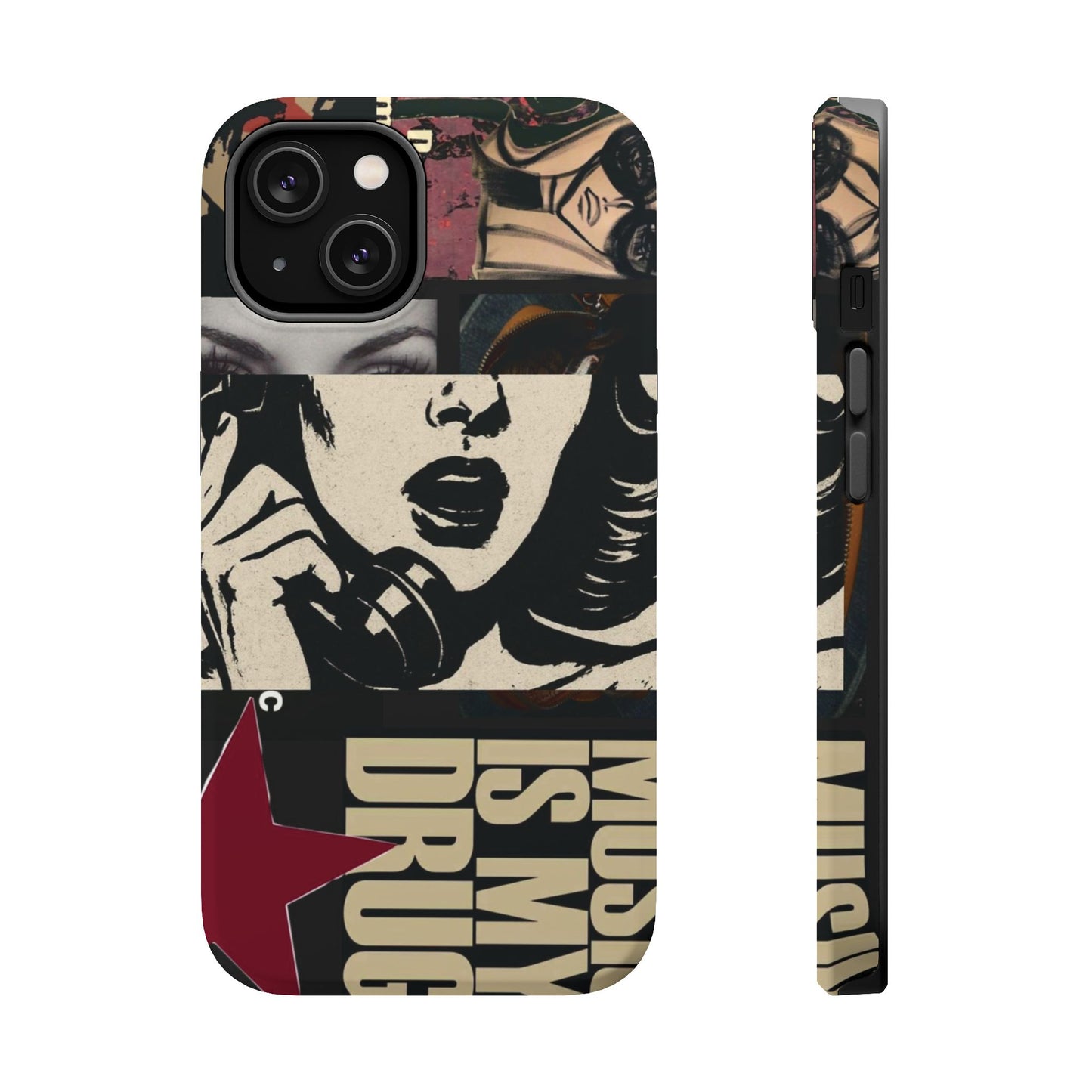 Magnetic Impact Phone Case — Retro Pop Art "Music Is My Drug" Design