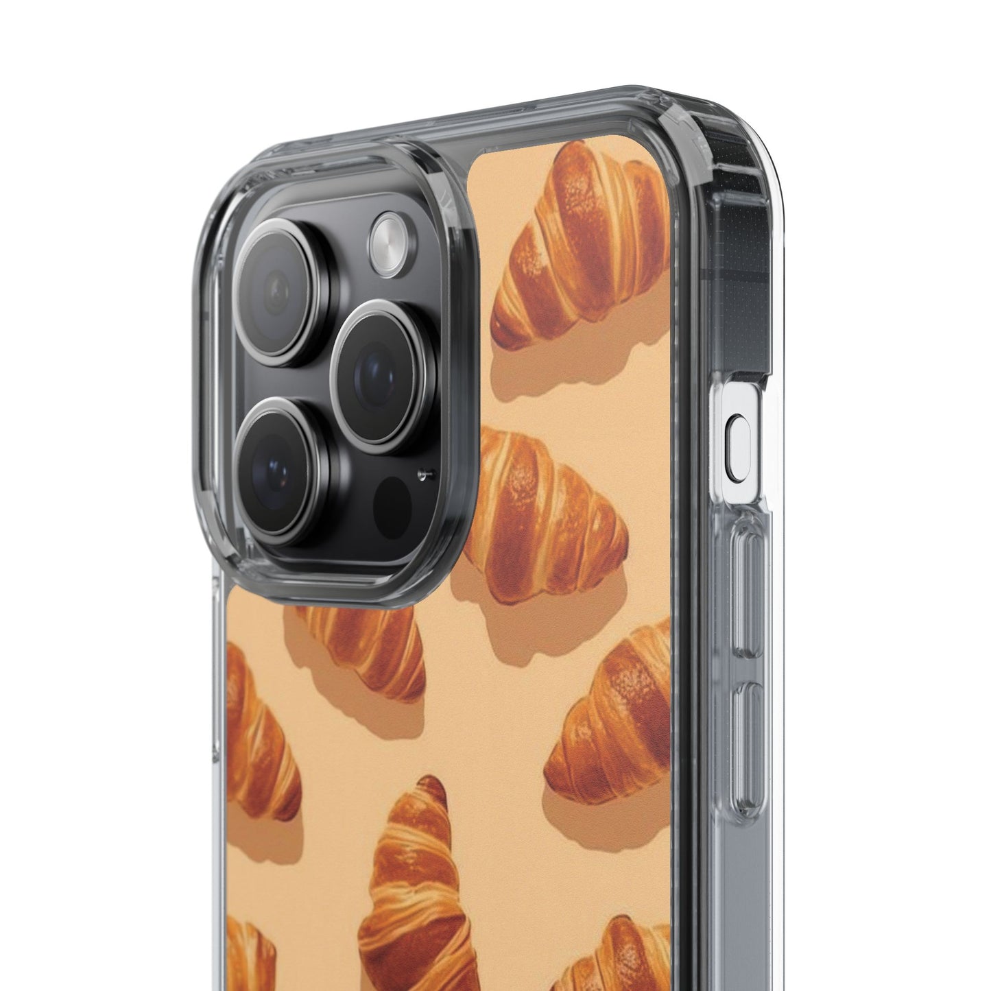 Croissant Pattern Clear Phone Case — Bakery-themed Transparent iPhone Cover