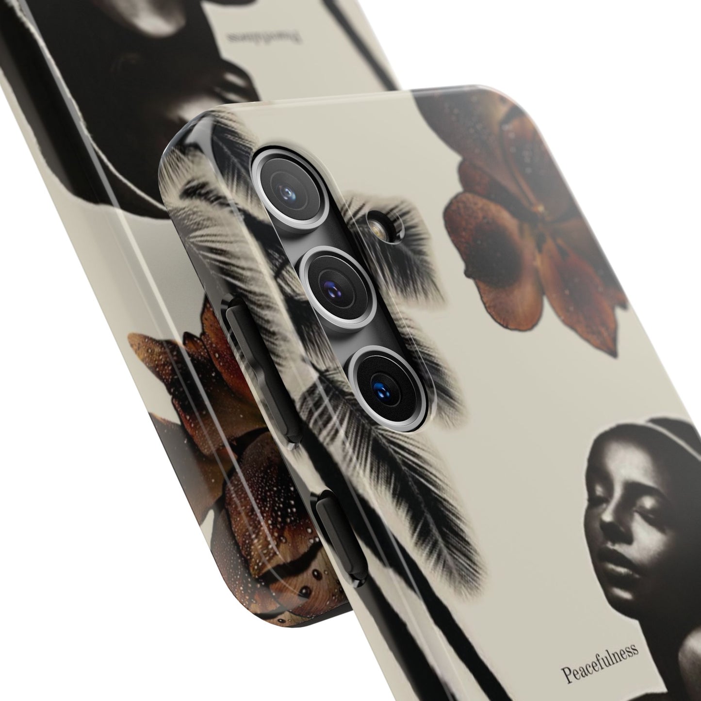 Tough Phone Case — "Peacefulness" Artistic Black Woman Floral Design