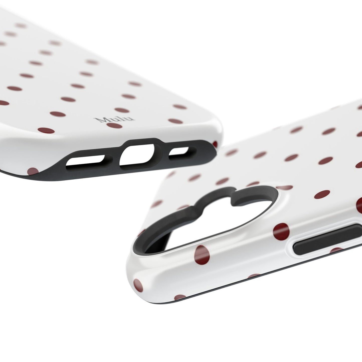 Polka Dot Magnetic Impact-Resistant Phone Case — Red Dots on White