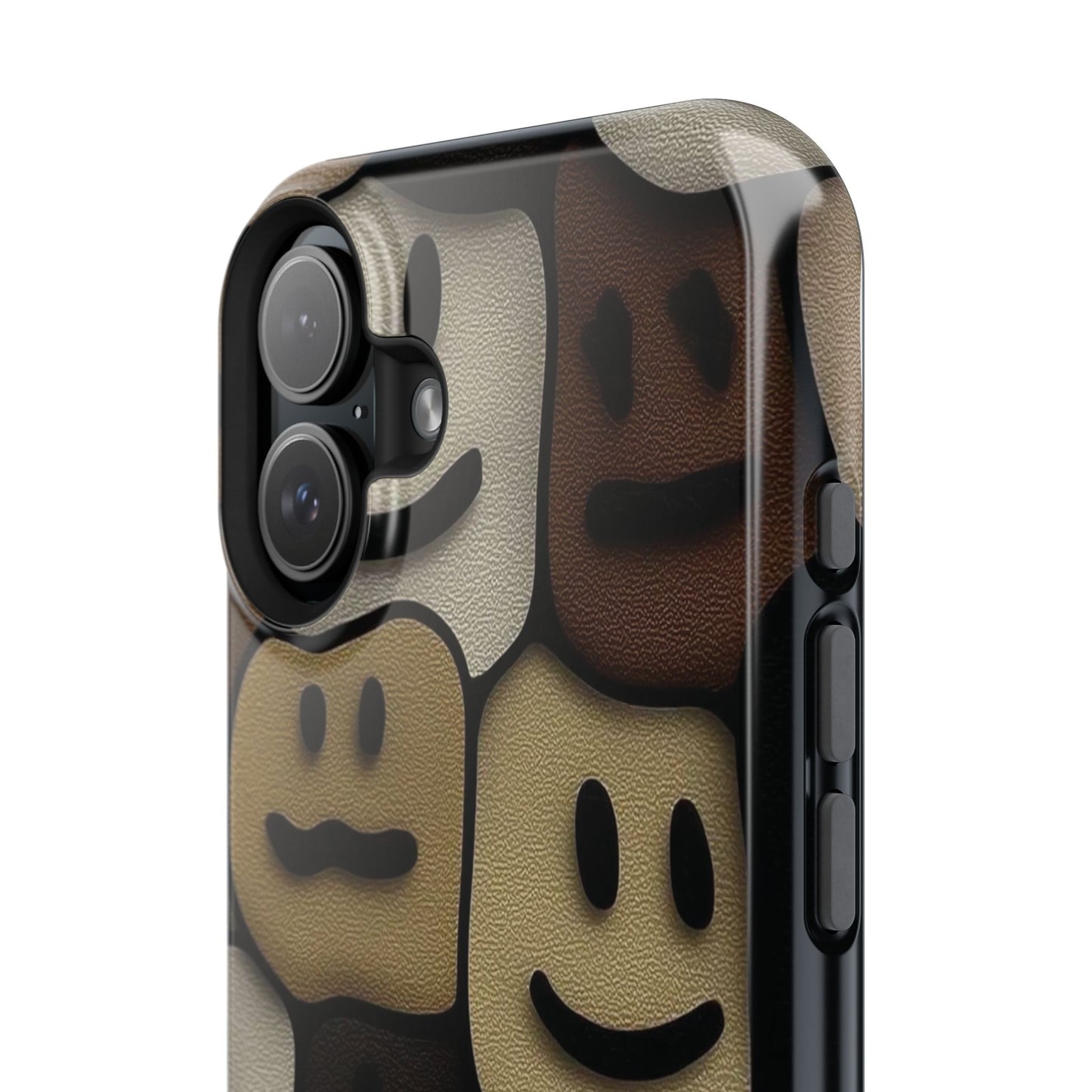 Magnetic Impact-Resistant Case — Brown Smiley Tile Phone Cover