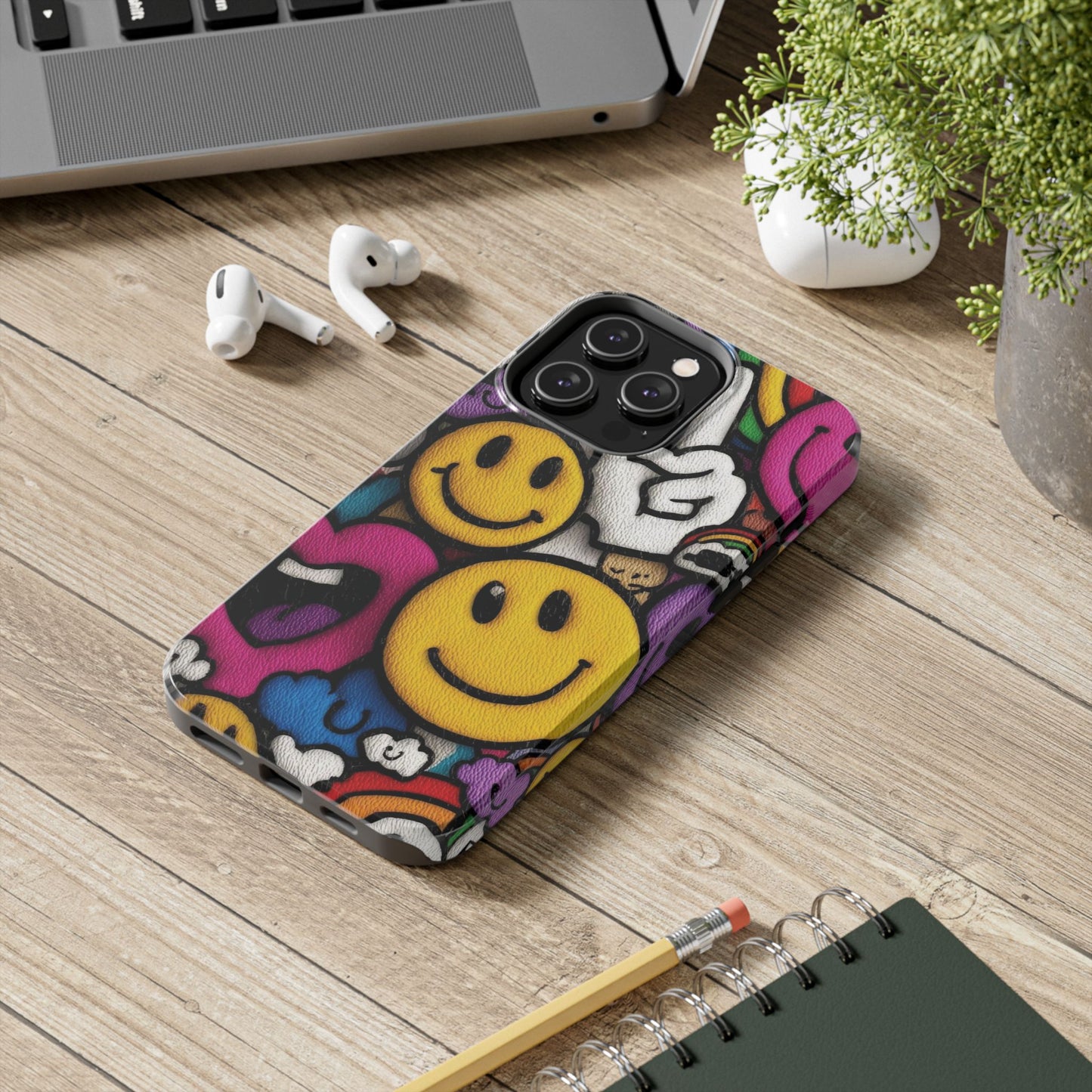 Smiley Graffiti Tough Phone Case – Colorful Urban Art Protection