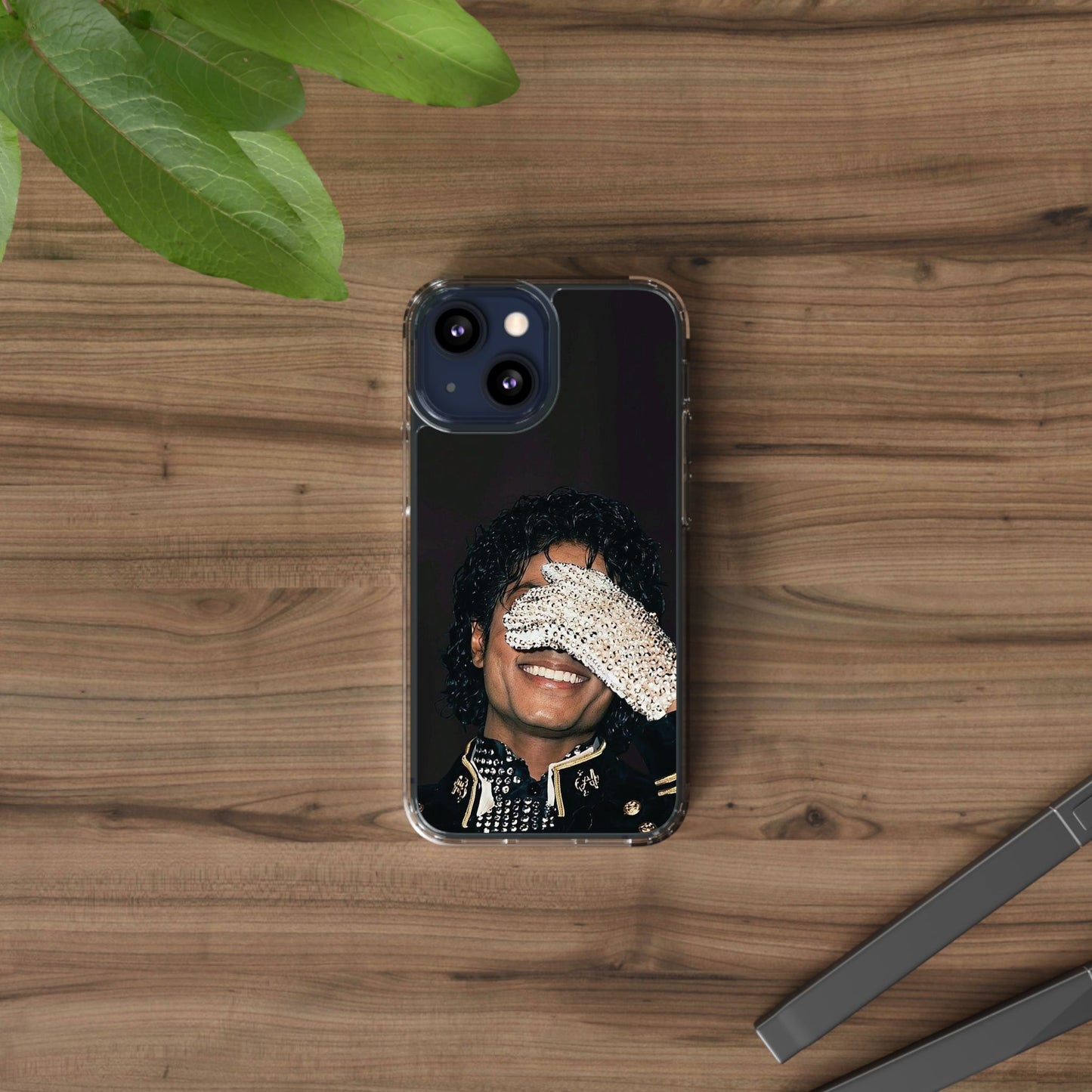 Michael Jackson Smiling Portrait Clear Phone Case — Retro Pop Icon Design