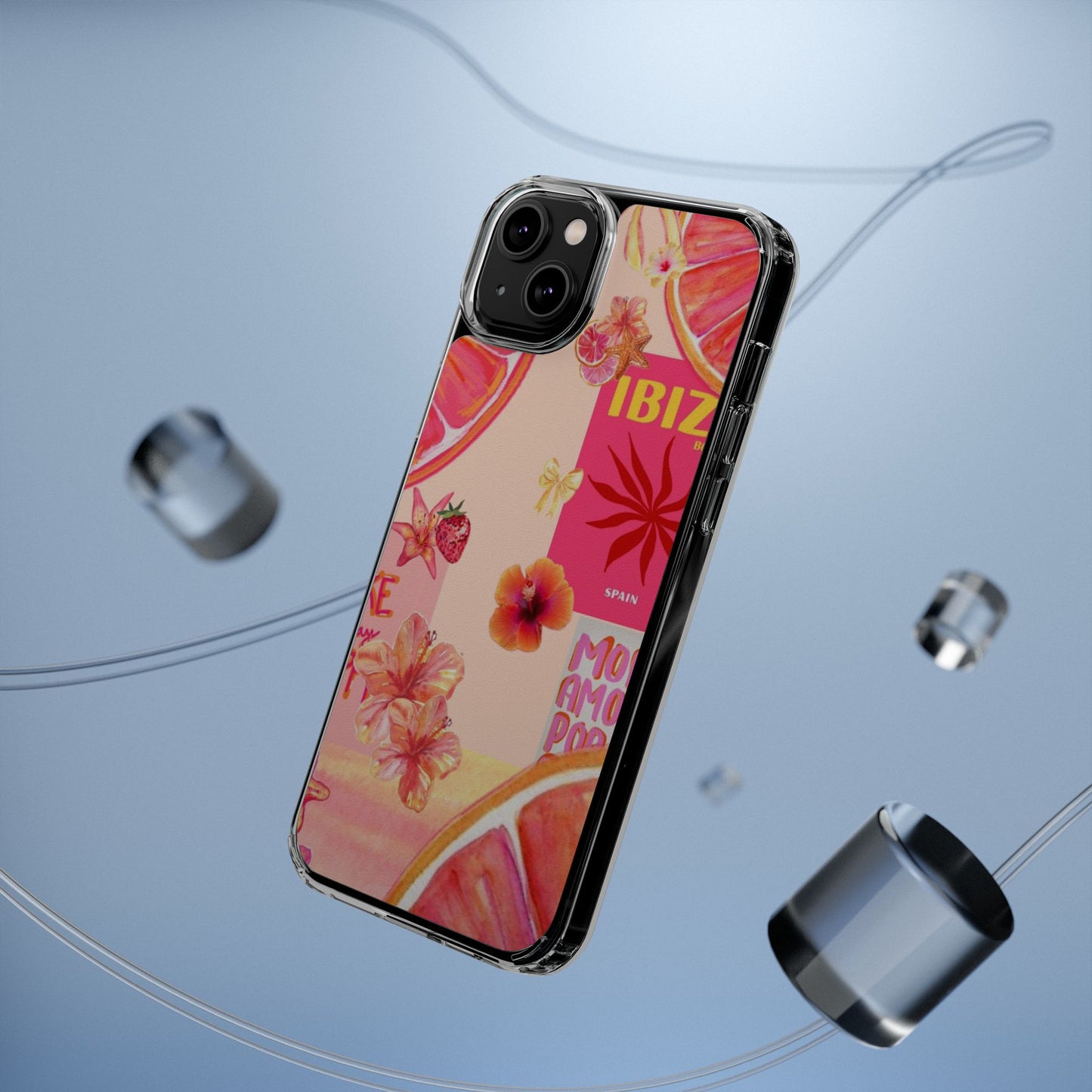 Clear Impact Phone Case — Pink Ibiza Citrus Floral Design
