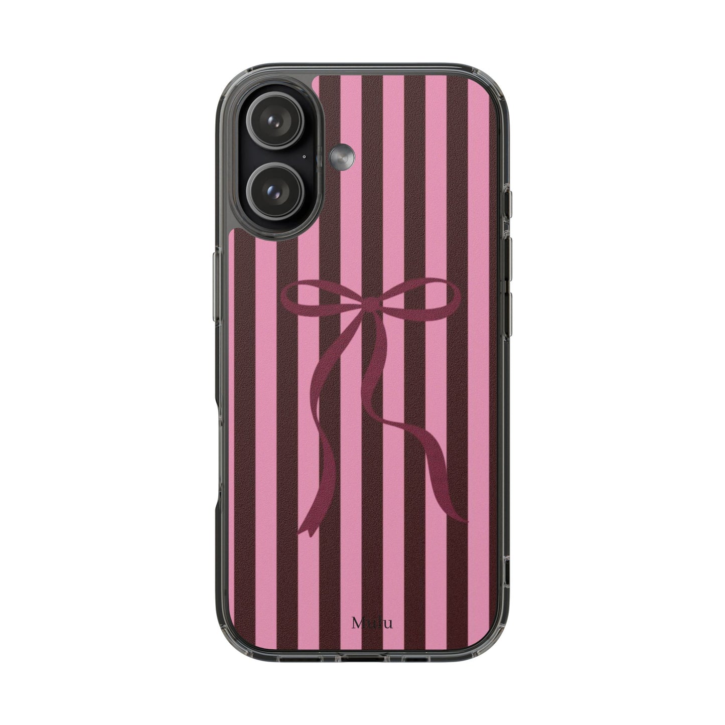 Pink Striped Ribbon Clear Impact-Resistant Phone Case