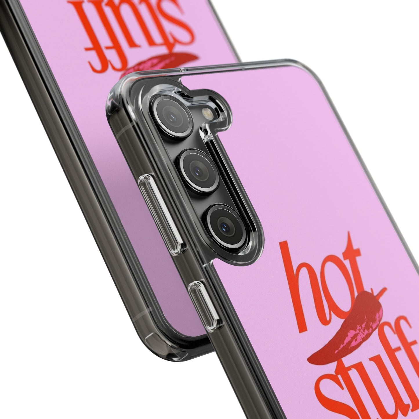 Hot Stuff Clear Impact Phone Case — Pink Retro Typography iPhone Cover