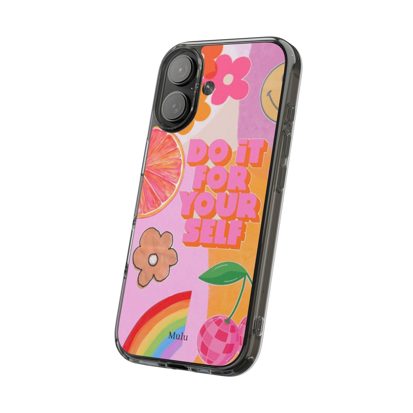 Do It For Yourself Retro Floral Rainbow Phone Case — Clear Impact-Resistant