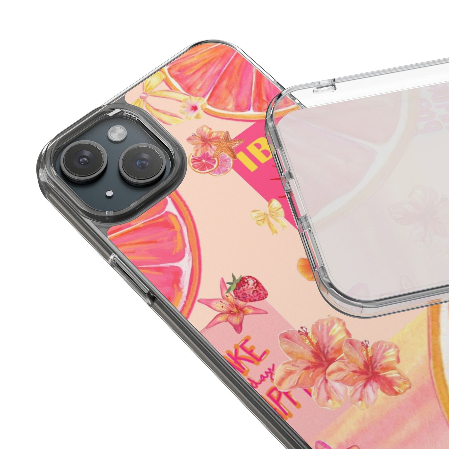 Clear Impact Phone Case — Pink Ibiza Citrus Floral Design