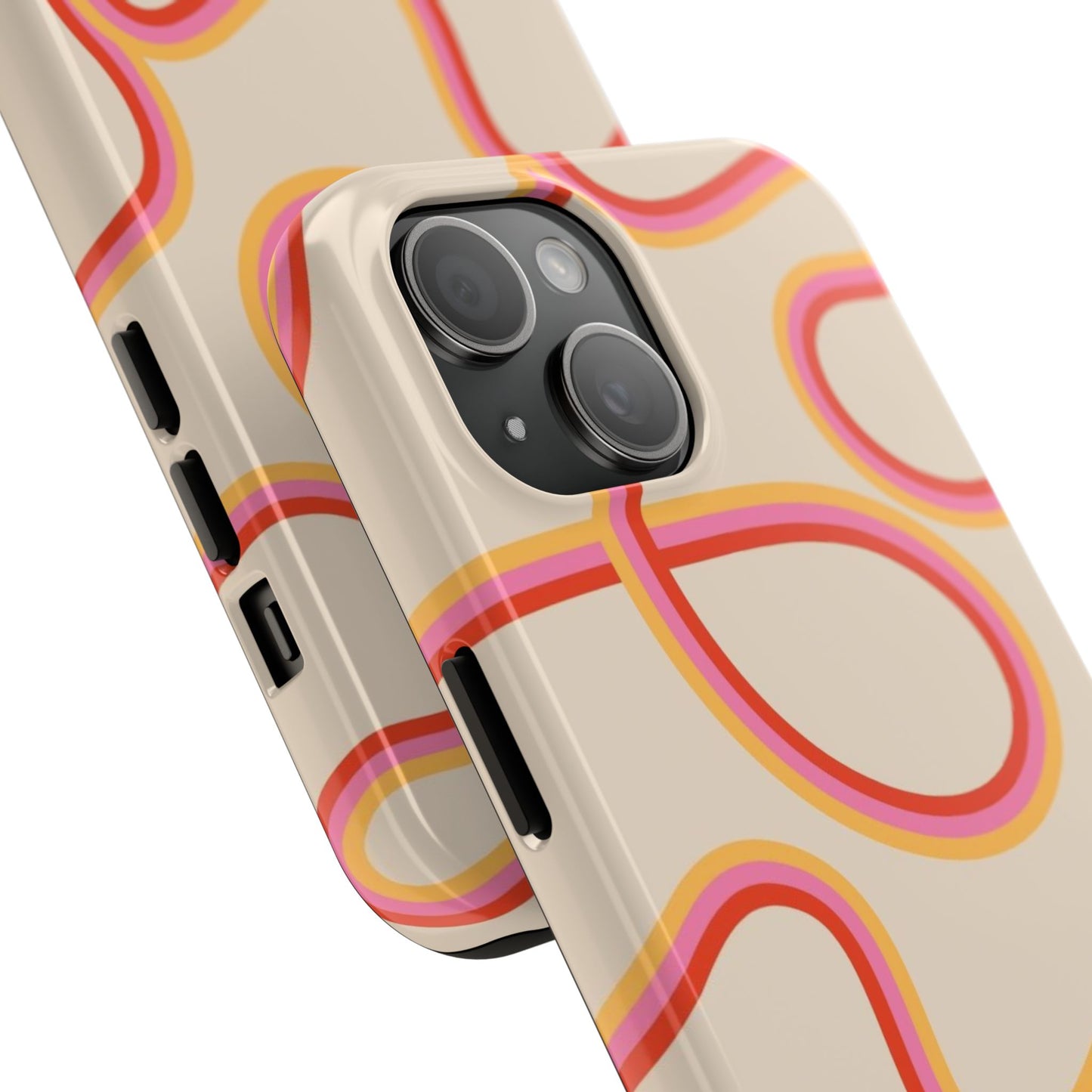 Retro Swirl Tough Phone Case — Beige Pink Orange Abstract Protection