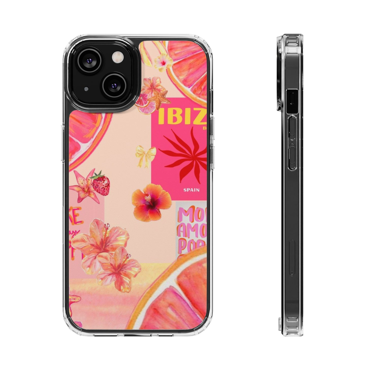 Clear Impact Phone Case — Pink Ibiza Citrus Floral Design