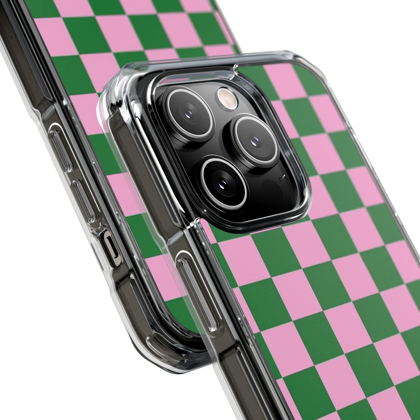 Pink & Green Checkerboard Magnetic Clear Phone Case