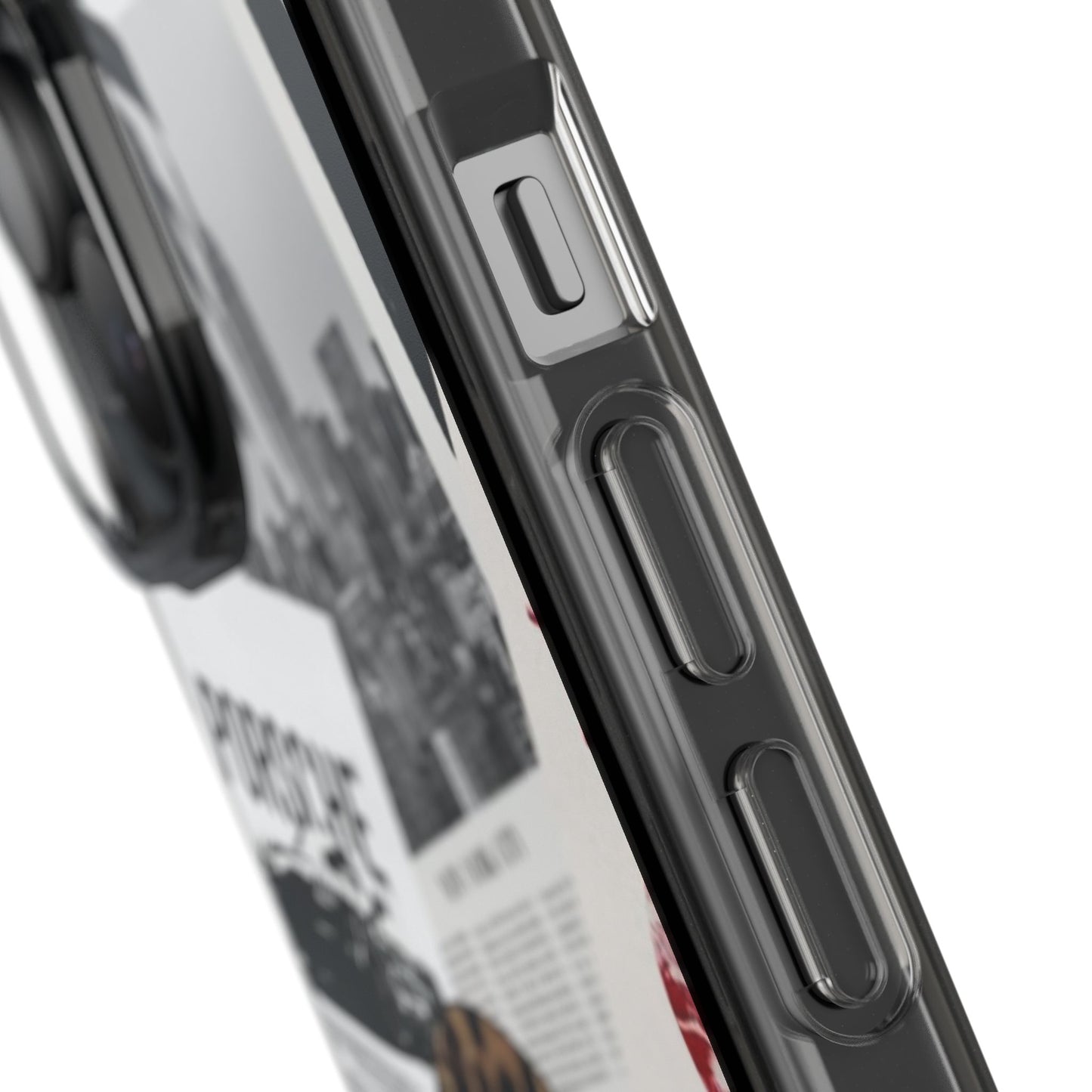 Clear Impact-Resistant Phone Case — Collage Luxury Leopard & Vintage Car Design