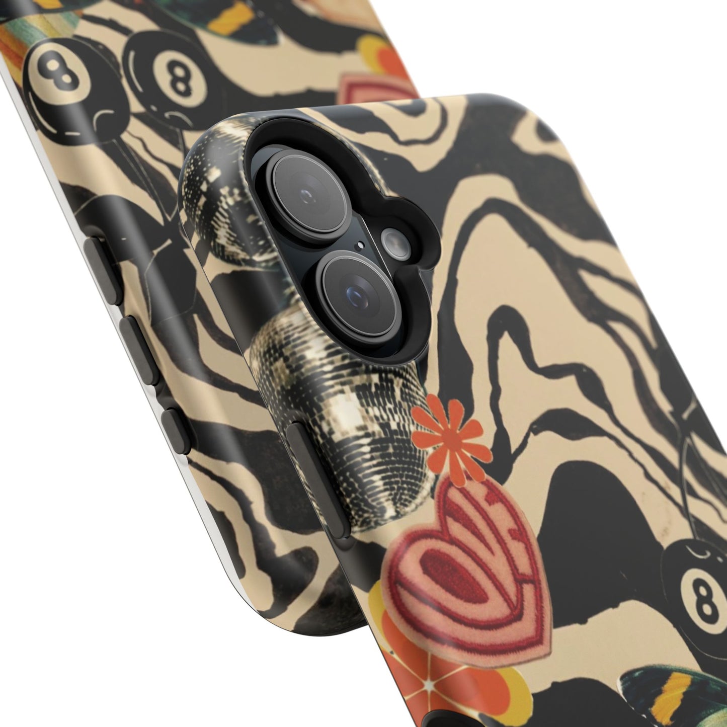 Phone Case — Retro Collage Magnetic Impact-Resistant Case with Butterfly & Zebra Print