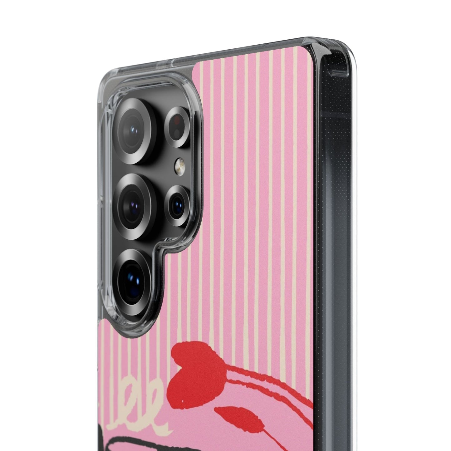 Clear Impact-Resistant Case — Pink Cute Heart Cartoon Design