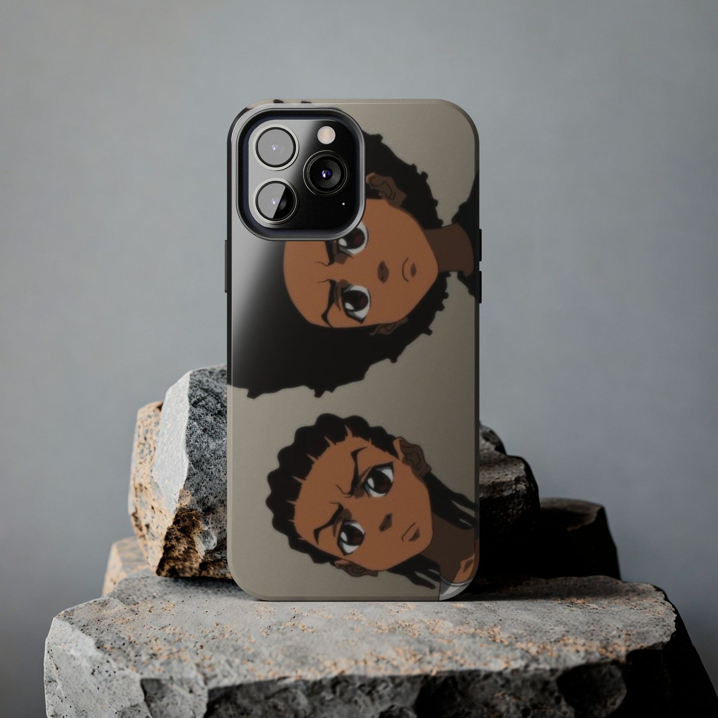 Tough Phone Case — Afro Anime Duo Face Design, Protective Shockproof Cover