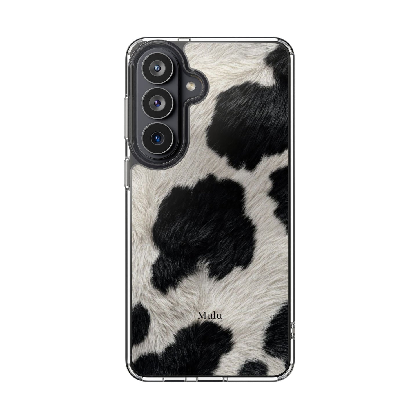 Cow Print Clear Impact Phone Case — Faux Fur Black & White Protection