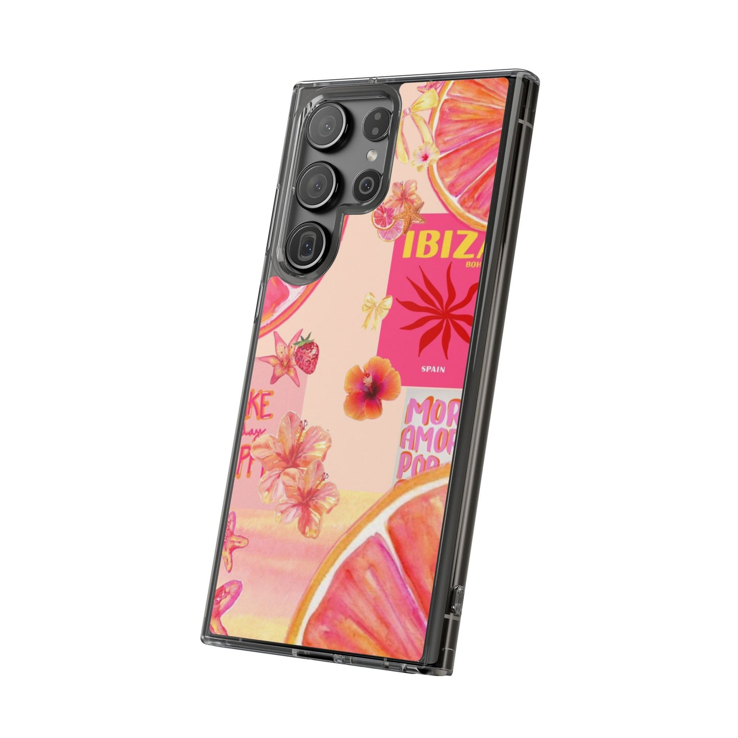 Clear Impact Phone Case — Pink Ibiza Citrus Floral Design