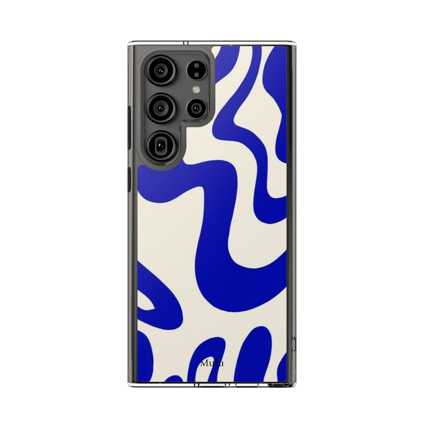 Clear Impact-Resistant Case — Blue Abstract Wavy Pattern