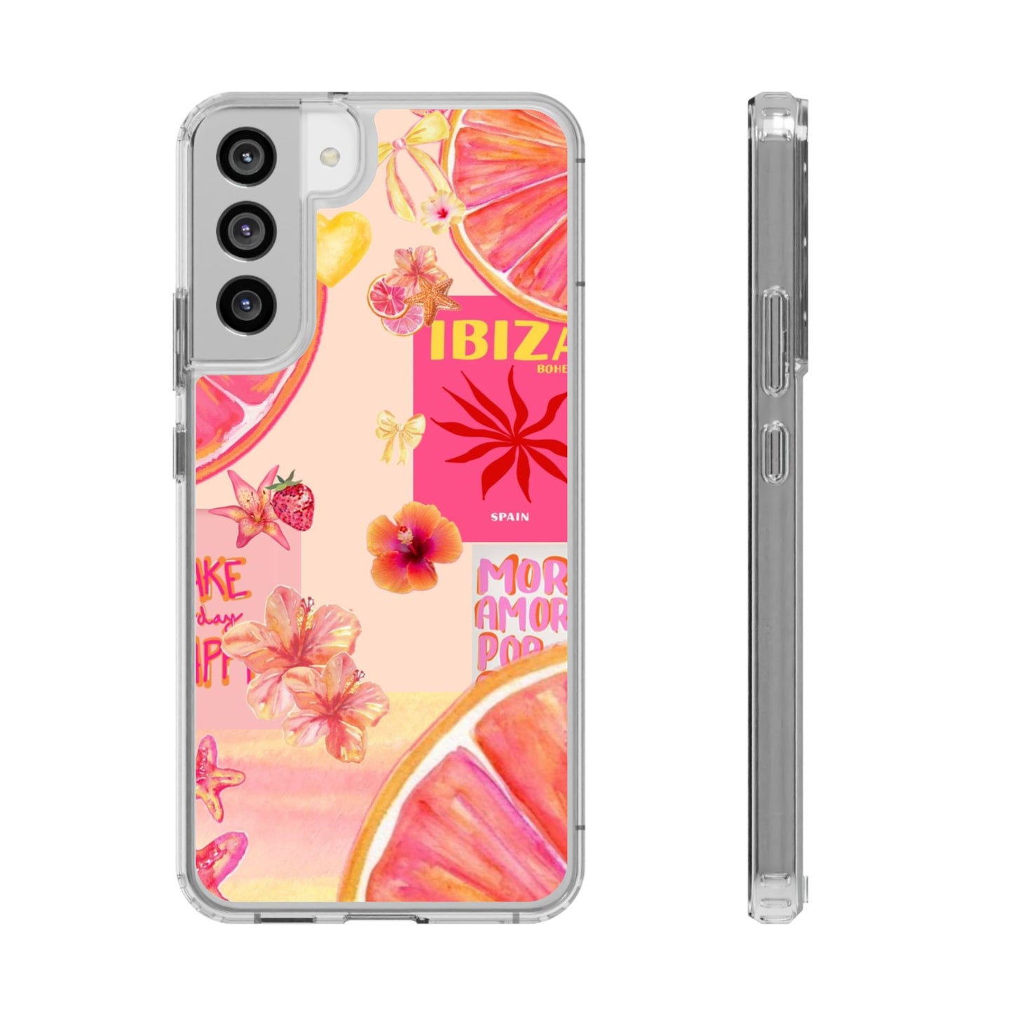 Clear Impact Phone Case — Pink Ibiza Citrus Floral Design