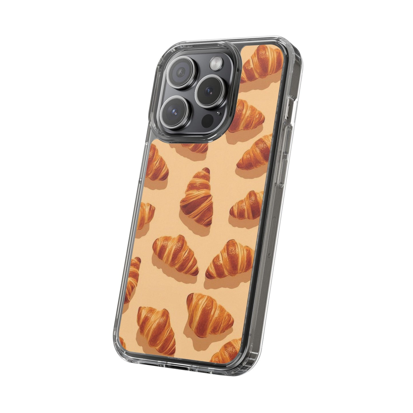 Croissant Pattern Clear Phone Case — Bakery-themed Transparent iPhone Cover