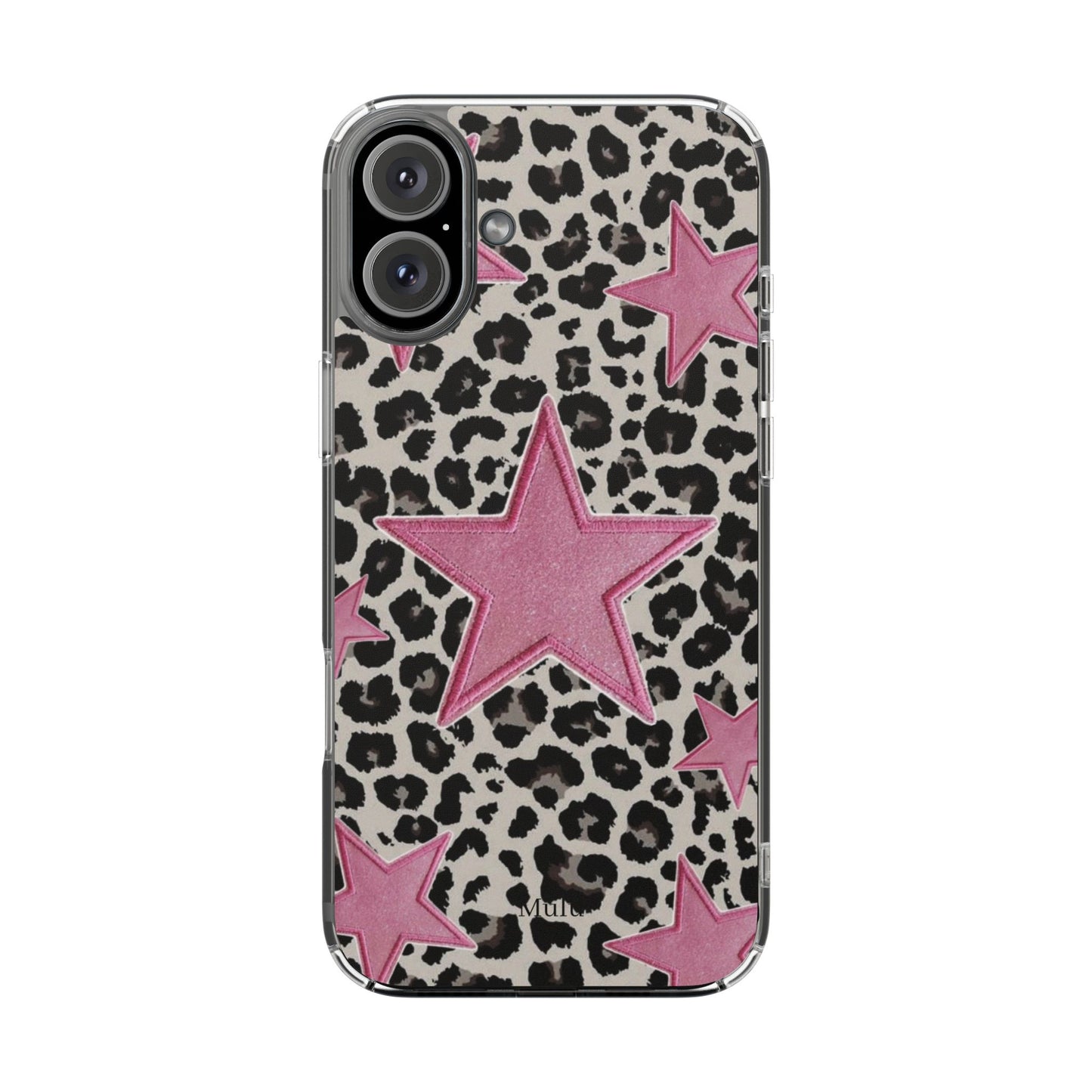 Pink Star Leopard Clear Impact Phone Case