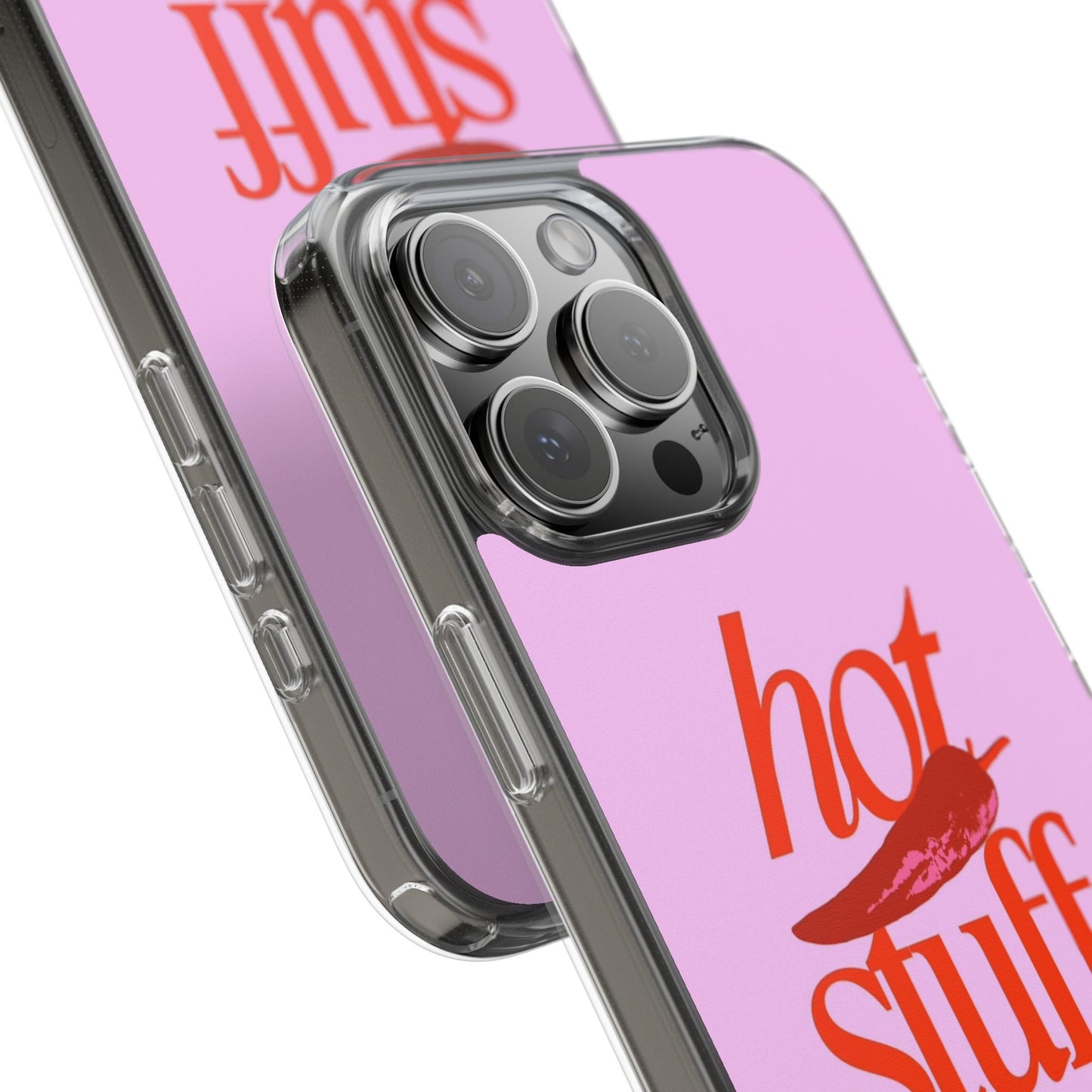 Hot Stuff Clear Impact Phone Case — Pink Retro Typography iPhone Cover