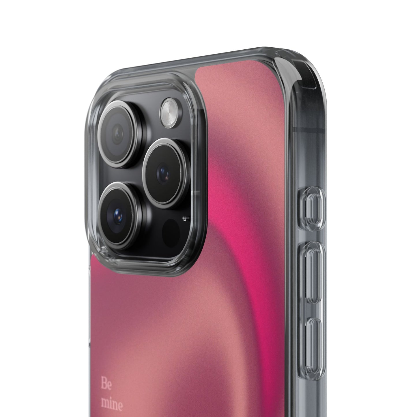 Clear Impact Phone Case — Pink Satin Swirl "Be mine" Design