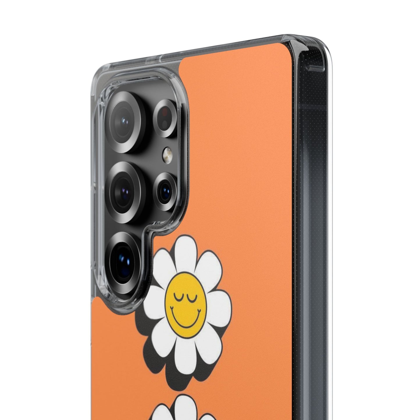 Phone Case — Orange Smiley Daisy Clear Impact‑Resistant Case
