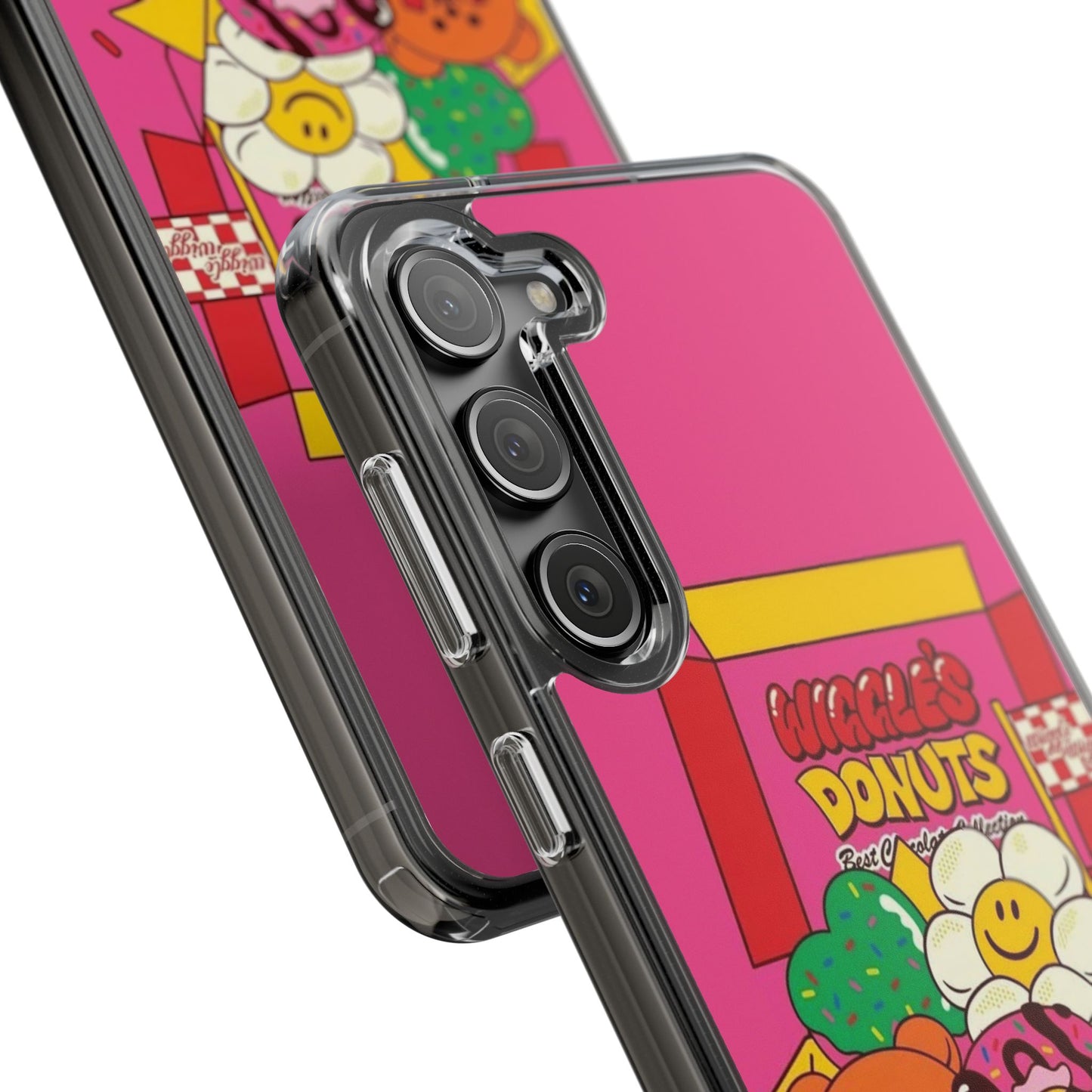 Donut Box Cute Phone Case — Clear Impact‑Resistant iPhone Cover with Smiling Donuts
