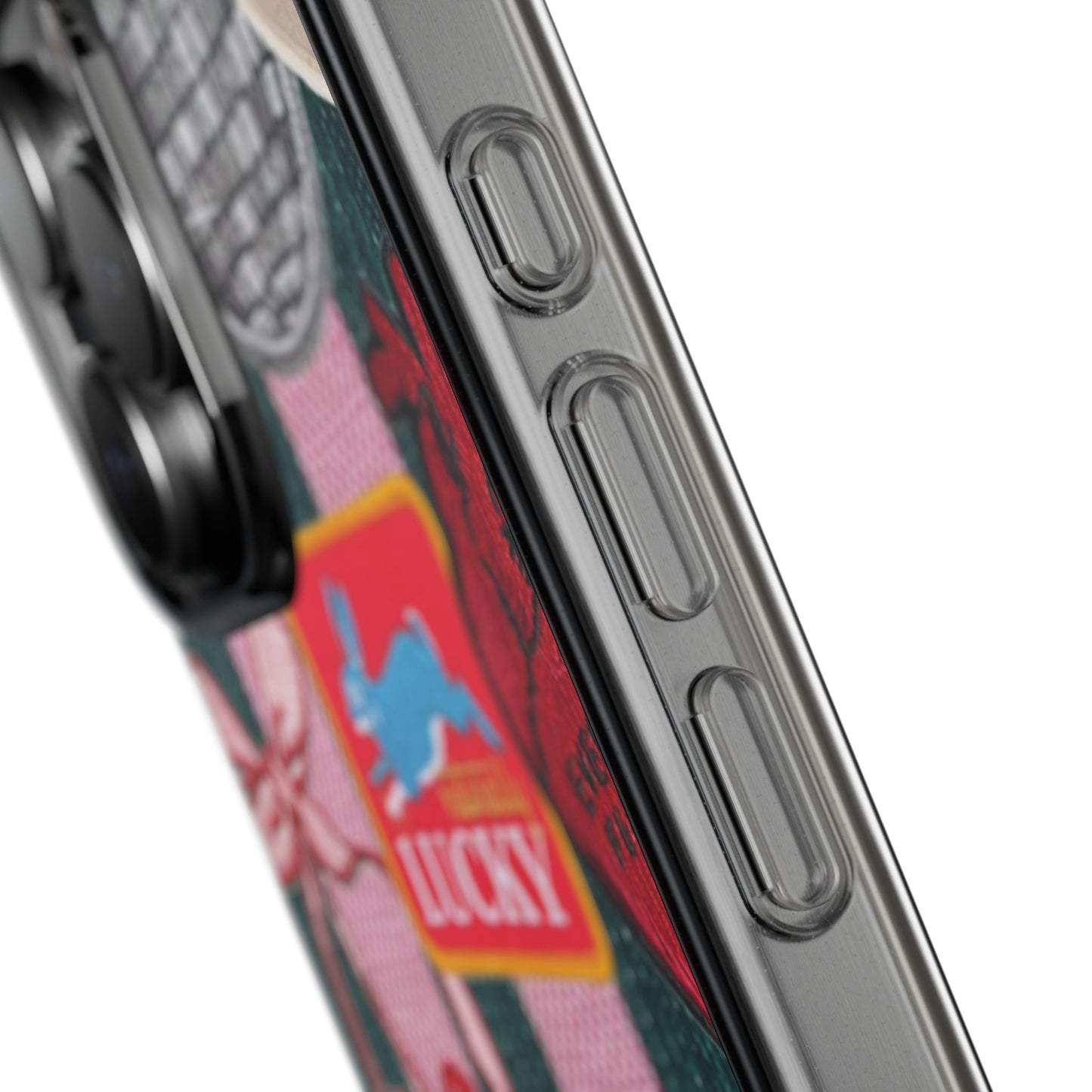 Clear Impact-Resistant Phone Case — Retro Patchwork Stickers (Lucky, Cherries, Silly Goose)