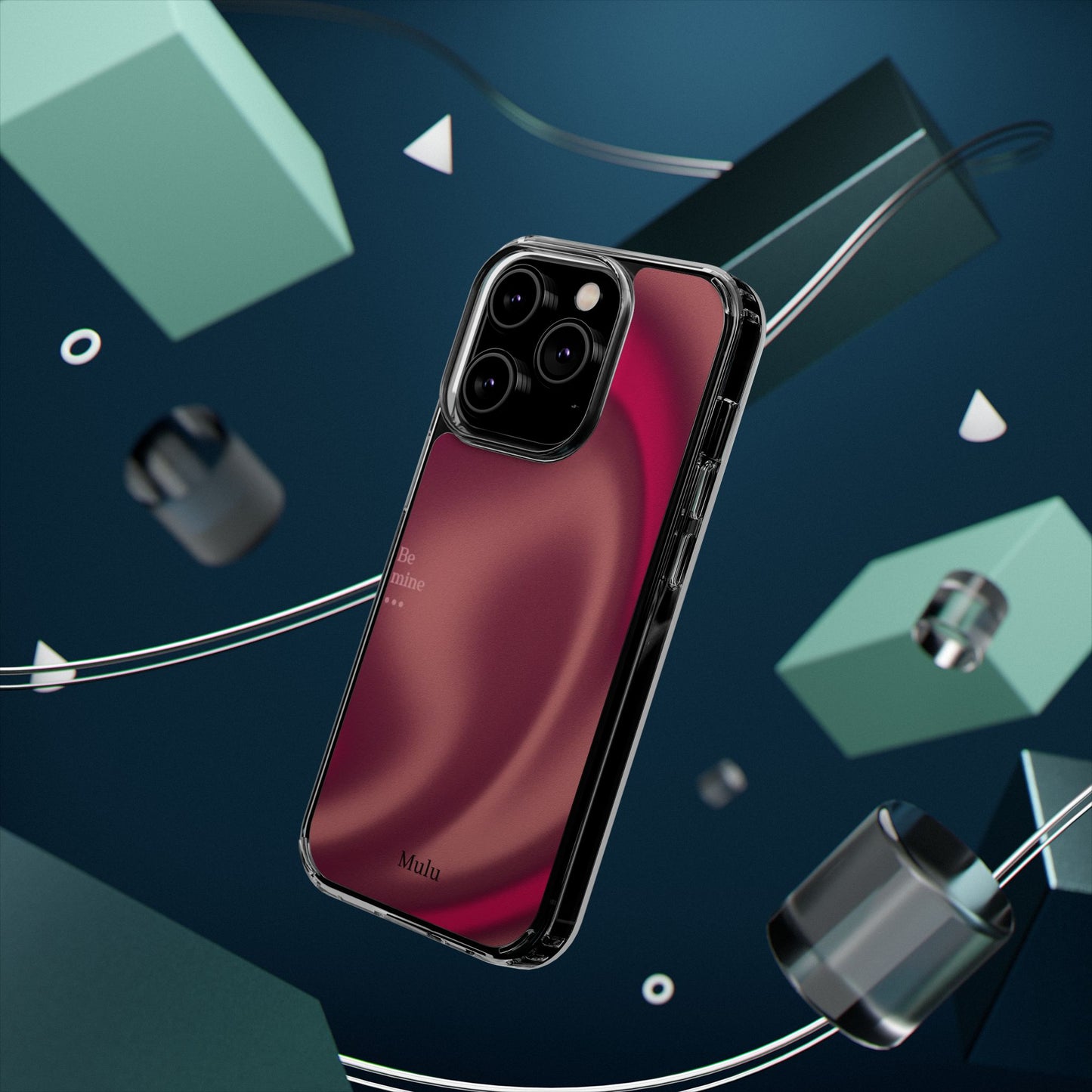 Clear Impact Phone Case — Pink Satin Swirl "Be mine" Design