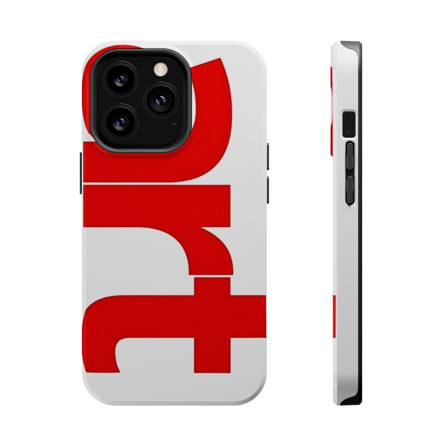 Magnetic Impact-Resistant Phone Case — Bold Red Typographic Design