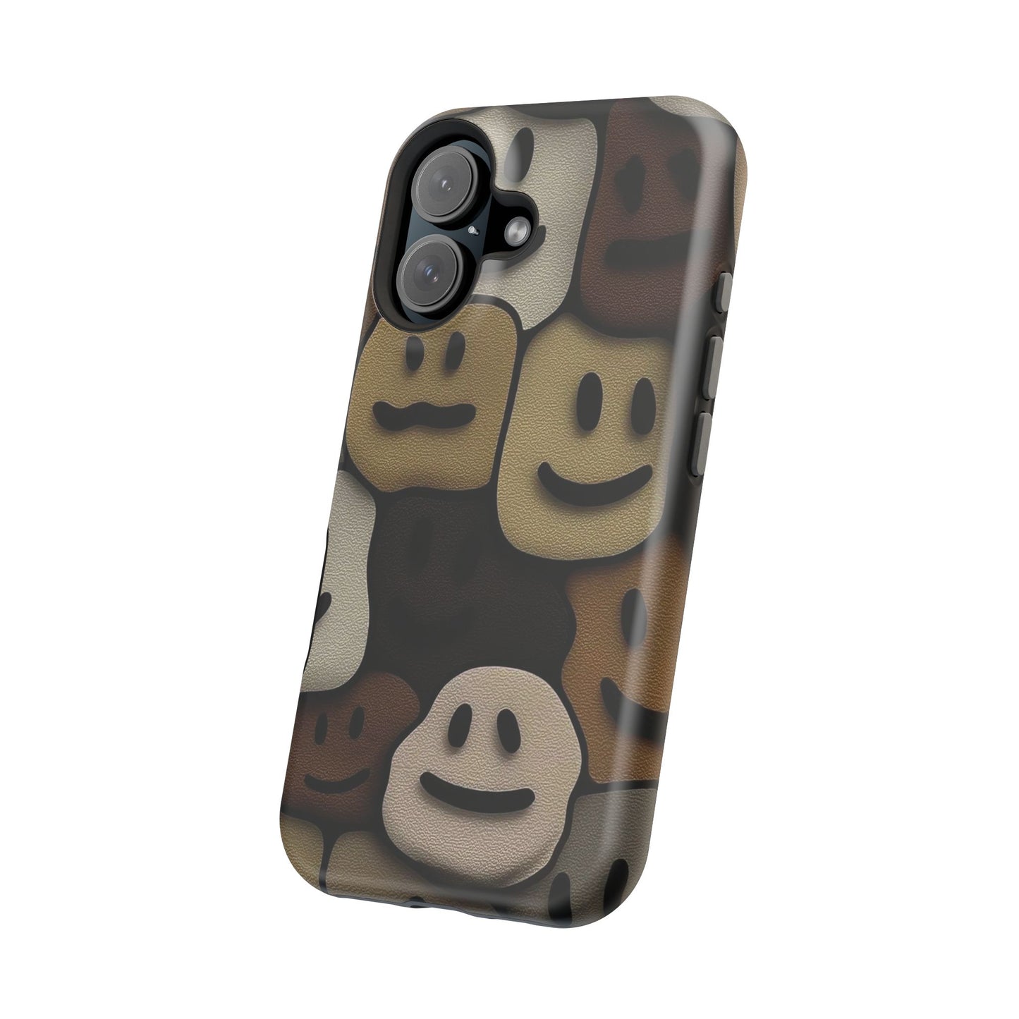 Magnetic Impact-Resistant Case — Brown Smiley Tile Phone Cover