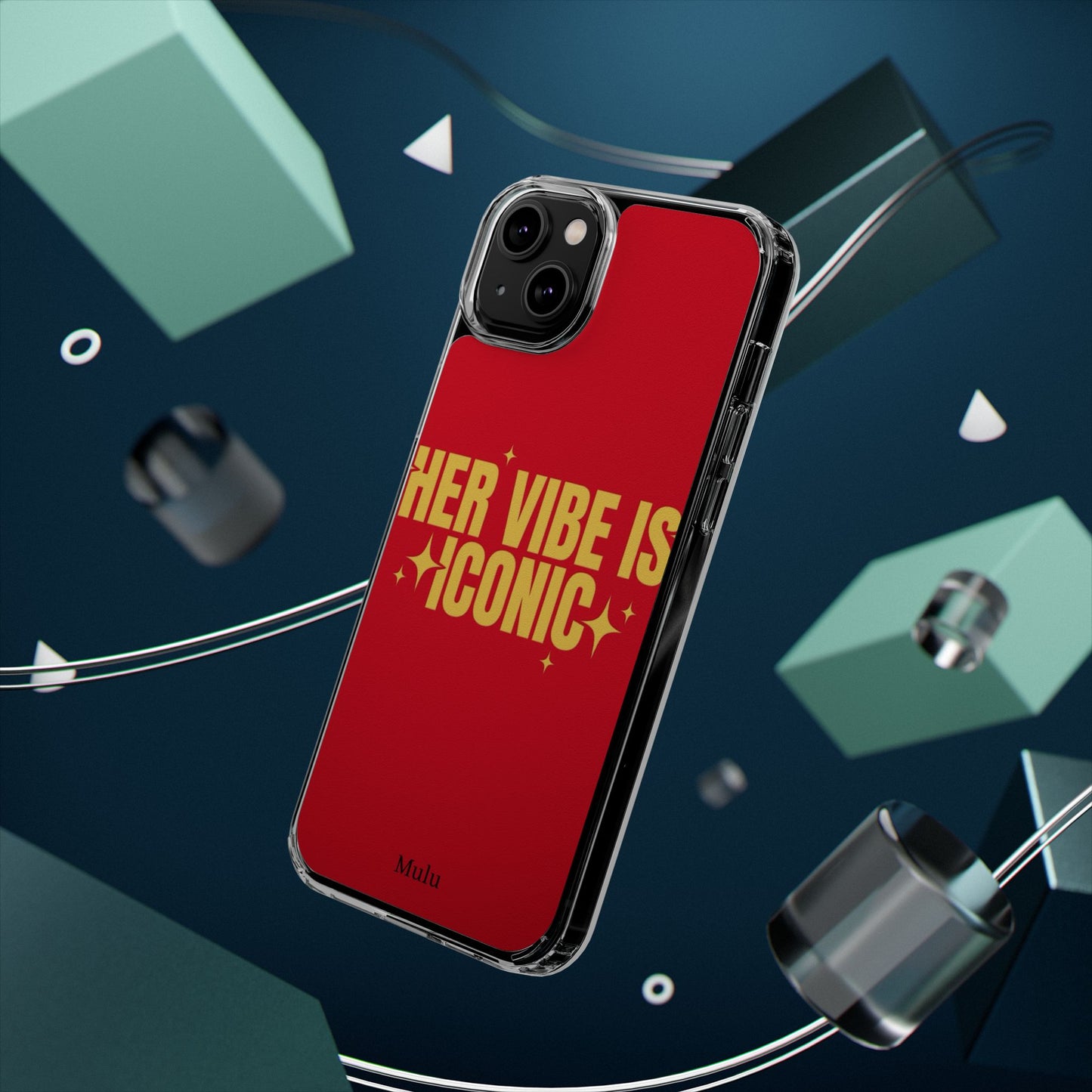Clear Impact-Resistant Phone Case — "Her Vibe Is Iconic" Red Protective Cover