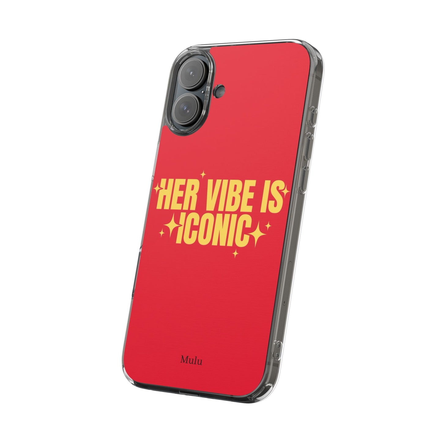 Clear Impact-Resistant Phone Case — "Her Vibe Is Iconic" Red Protective Cover