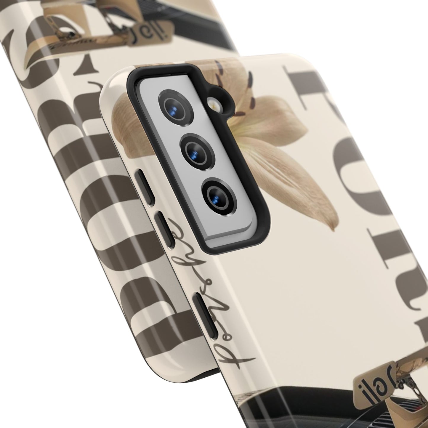 Tough Phone Case — Beige Sports Car Design with 'Tourist' Typography