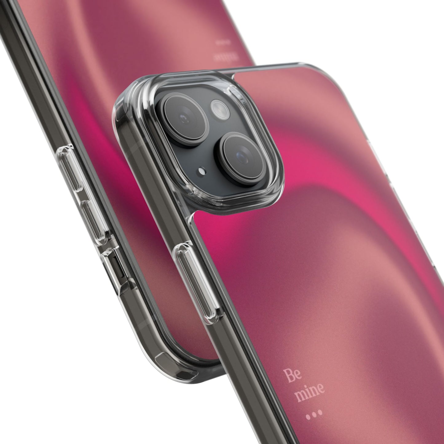 Clear Impact Phone Case — Pink Satin Swirl "Be mine" Design